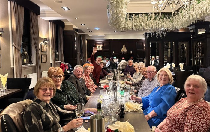 Marion, Carol, Gordon and other Wine Tasting members having dinner `